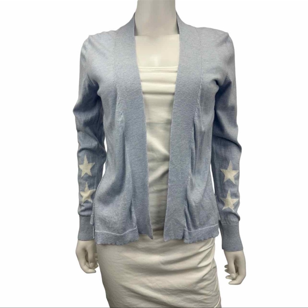 Brodie Cashmere Light Blue Cardigan with White Stars
